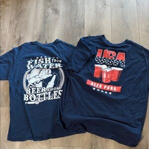 Navy Graphic T-Shirts with Beer Themes